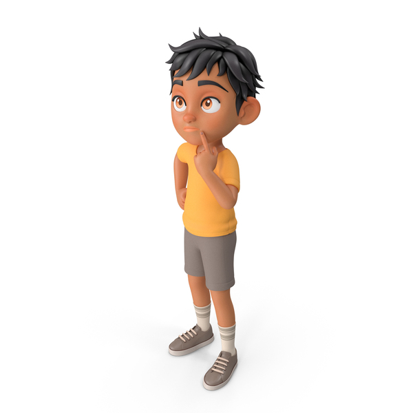 Cartoon Boy: Thinking Pose Leo PNG & PSD Images