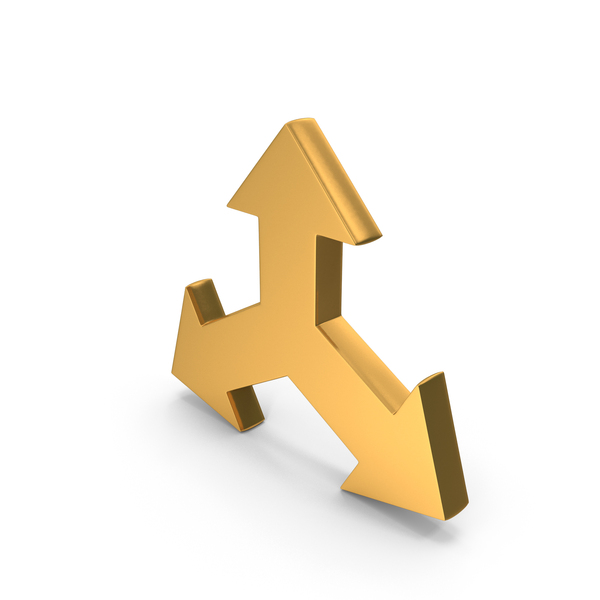 Symbols: Three Directional Arrows Icon Gold PNG & PSD Images