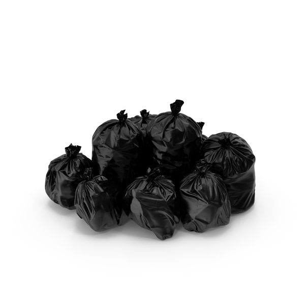 Garbage Bag: Tied Closed Black Plastic Rubbish Bags PNG & PSD Images