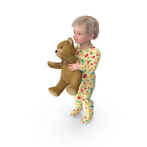 Baby Boy: Toddler With Stuffed Teddy Bear PNG & PSD Images