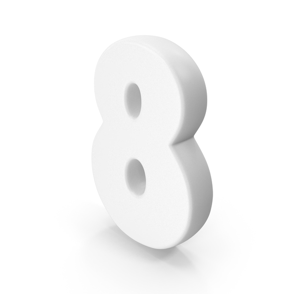 Toon Stylish Number 8 White PNG & PSD Images