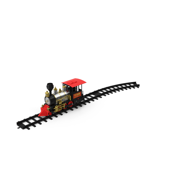 Track: Toy Train Locomotive with Rails PNG & PSD Images