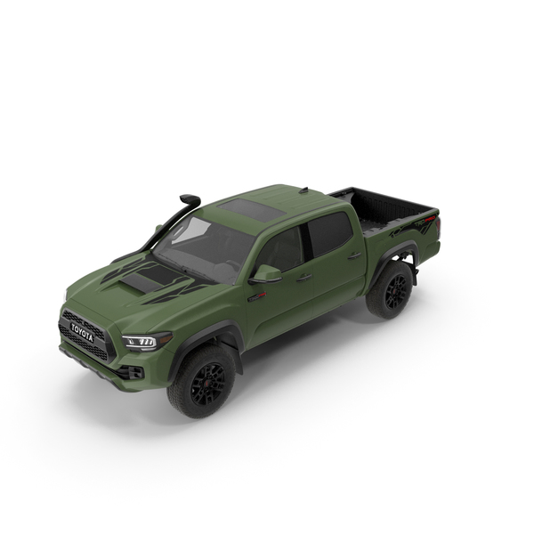 Pick Up Truck: Toyota Tacoma TRD Pro Army Green 2021 PNG & PSD Images