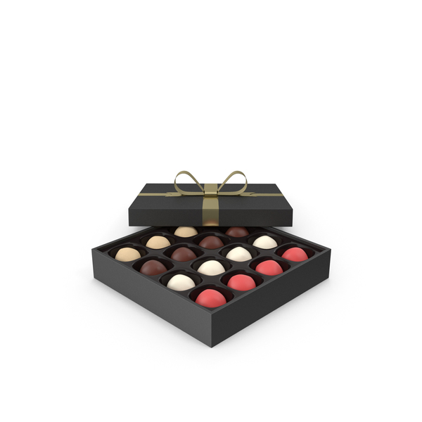 Truffles Black Gift Box with Gold Ribbon PNG & PSD Images Truffles Black Gift Box with Gold Ribbon PNG & PSD Images