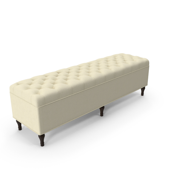 Tufted Upholstered Storage Bench White PNG & PSD Images