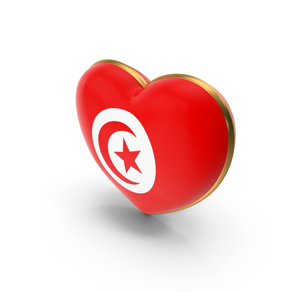 Tunisia Country Heart Flag Dual Shade Metallic Solid PNG & PSD Images