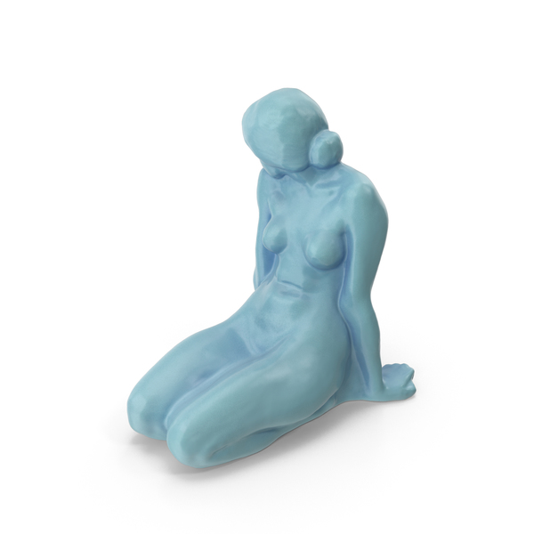 Abstract Sculpture: Turquoise Ceramic Nude Model PNG & PSD Images