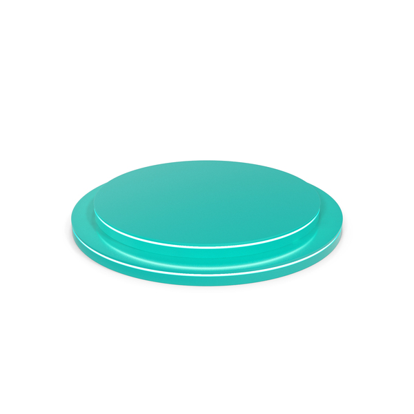 Pedestal: Turquoise Round Step Product Display Podium With Strip Lighting On Side Surfaces PNG & PSD Images