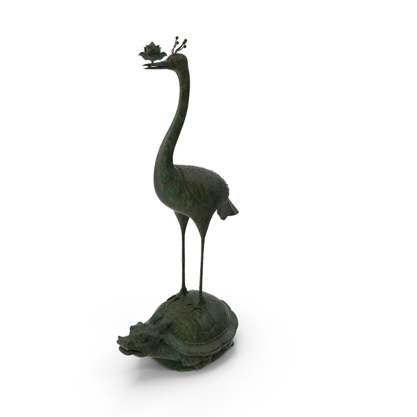 Garden Light: Turtle Cultural Relics Crane Model Ancient Bronze Lantern PNG & PSD Images