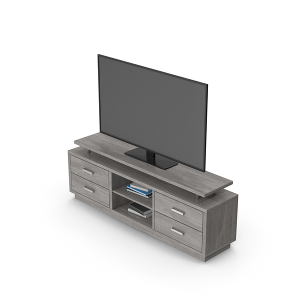 TV Stand Gray With TV PNG & PSD Images
