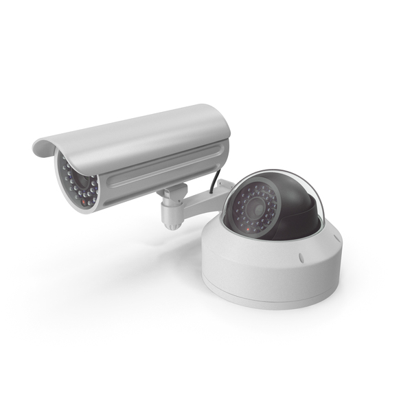 Camera: Two White Security Cameras PNG & PSD Images