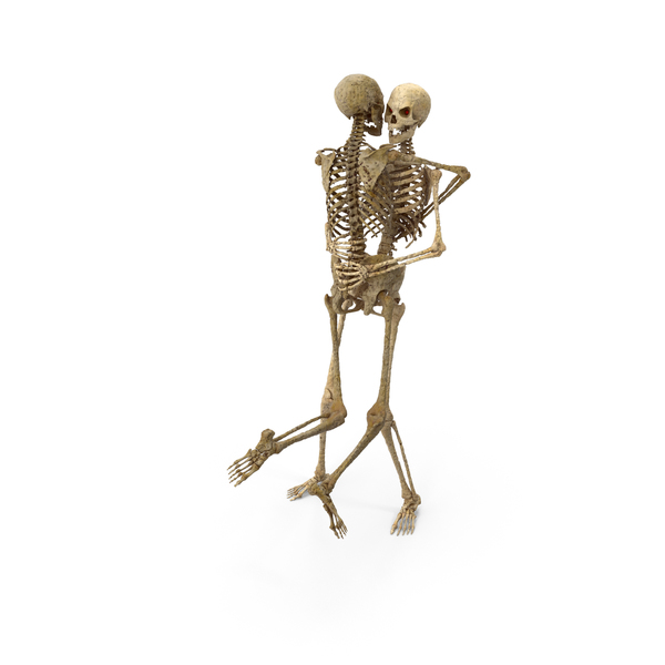 Female Skeleton: Two Worn Skeletons Hug Lifting PNG & PSD Images