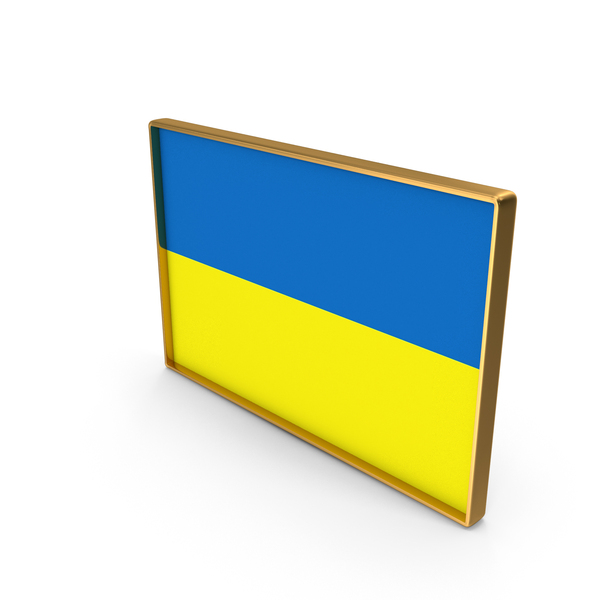 Ukraine Country Flag In Rectangle Golden Frame PNG & PSD Images