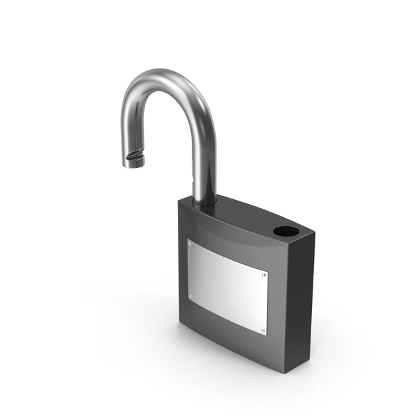 Combination: Unlocked Black Padlock PNG & PSD Images