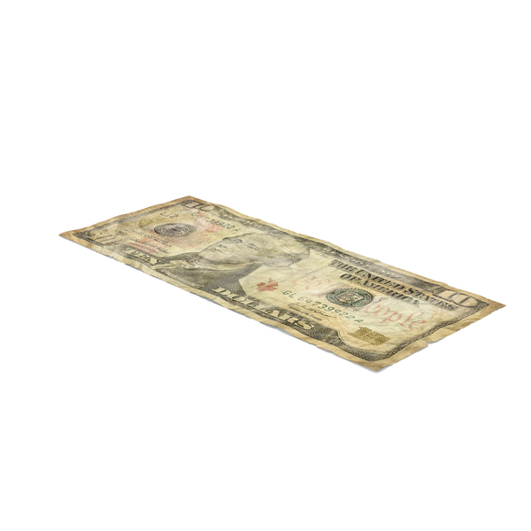 美国钞票：美国10美元账单不良PNG和PSD图像