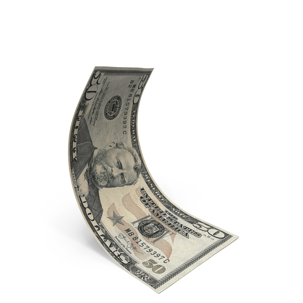 Fifty Bill: US 50 Dollar Falling Money Note PNG & PSD Images