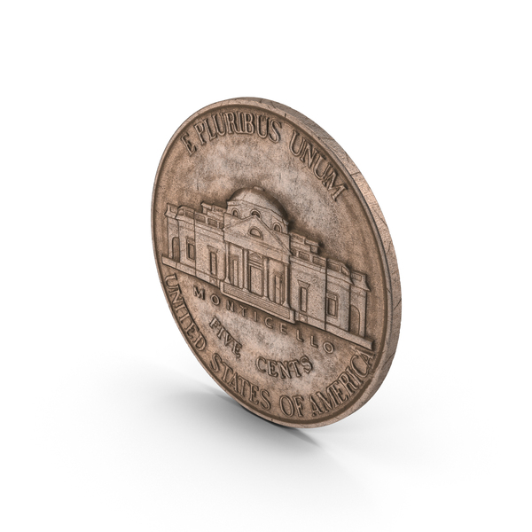 Coin: US Nickel Aged PNG & PSD Images Coin: US Nickel Aged PNG & PSD Images