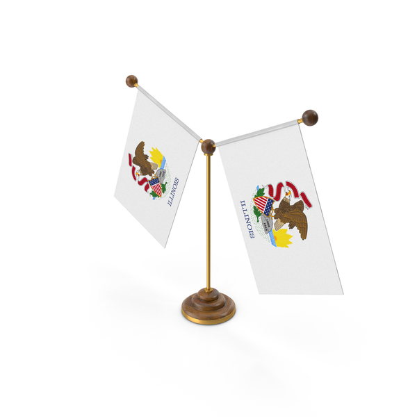 USA States Illinois 2 Flag Stand PNG & PSD Images
