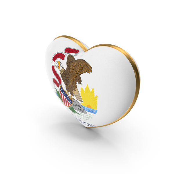 USA States Illinois Flag Heart Dual Side PNG & PSD Images