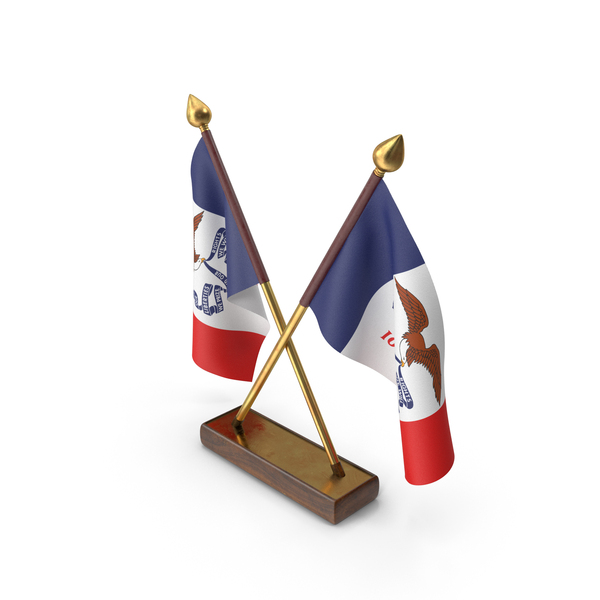 American Flag: USA States Iowa 2 Crossed Flags Stand PNG & PSD Images