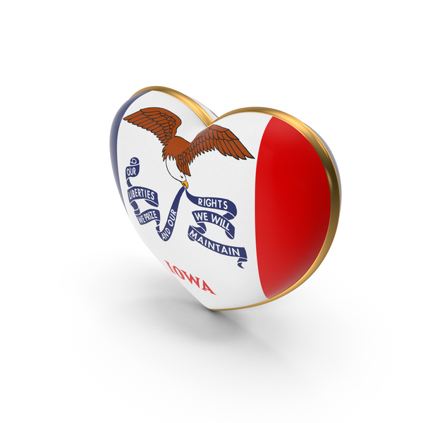 USA States Iowa Flag Heart Dual Side PNG & PSD Images