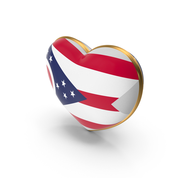 USA States Ohio Flag Heart Dual Side PNG & PSD Images