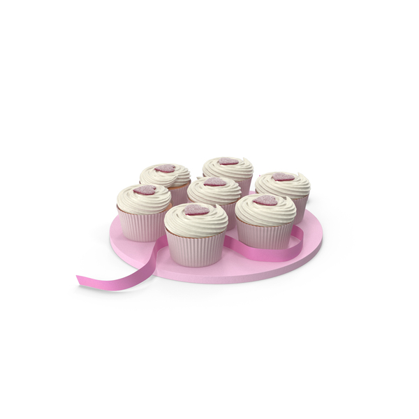 Cupcake: Valentine Day Cupcakes On A Tray PNG & PSD Images