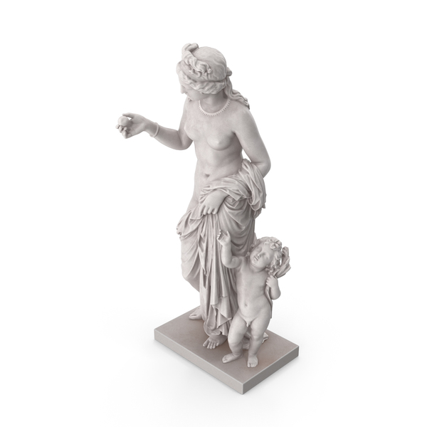 Woman Statue: Venus with Apple Cupid Base PNG & PSD Images