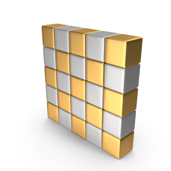 Toys: Vertical Set Of Gold And Silver Cubes PNG & PSD Images