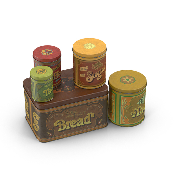 Vintage Metal Kitchen Tins PNG & PSD Images