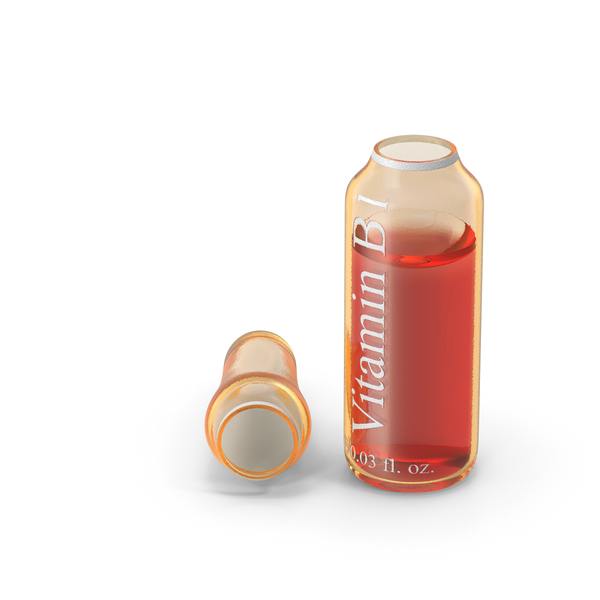 Vial: Vitamin B1 1ml Amber Ampoule Opened PNG & PSD Images