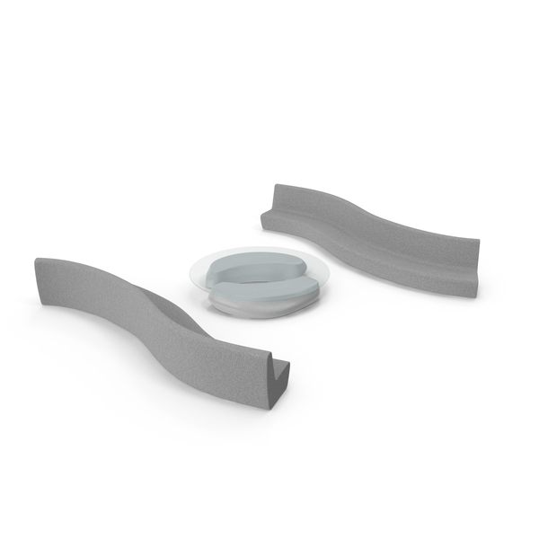 Wave Benches with Glass Table PNG & PSD Images