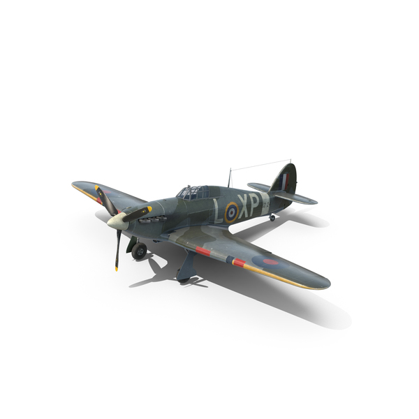 Fighter Propeller Plane: Weathered Hawker Hurricane PNG & PSD Images