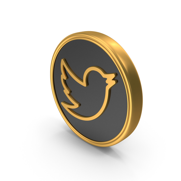 Symbols: Web Social Media Twitter Bird Gold Coin PNG & PSD Images