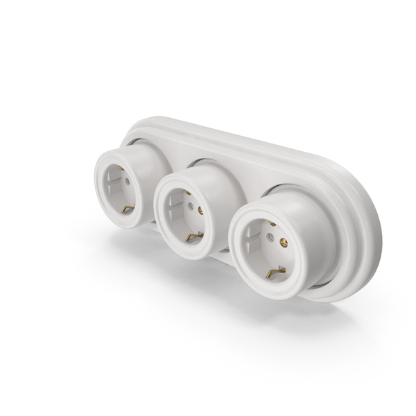 Electrical Outlet: White 3x Vintage Wall Sockets PNG & PSD Images