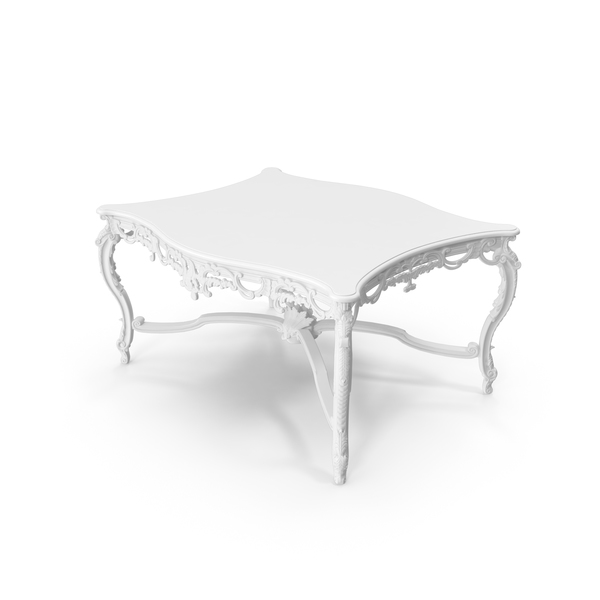 White  Baroque Coffee Table PNG & PSD Images