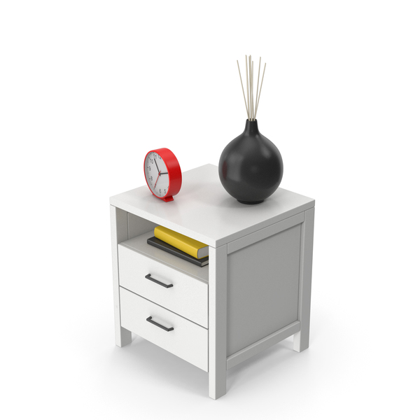 Night Stand: White Bedside Table Set PNG & PSD Images