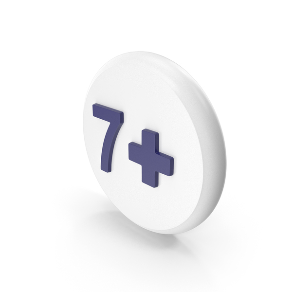 Symbols: White & Blue 7+ Age Restriction Coin PNG & PSD Images