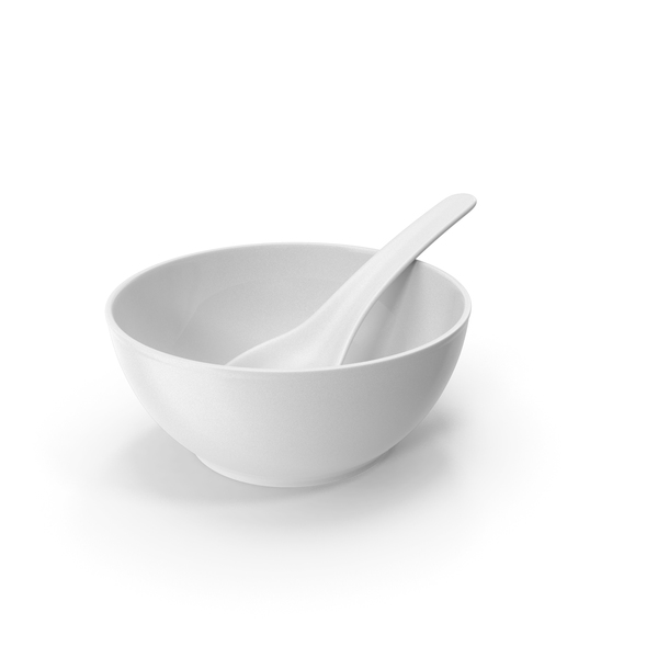 Soup: White Bowl With Spoon PNG & PSD Images