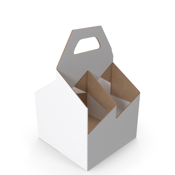 White Cardboard 4 Pack Bottle Carrier Box Empty PNG Images & PSDs for