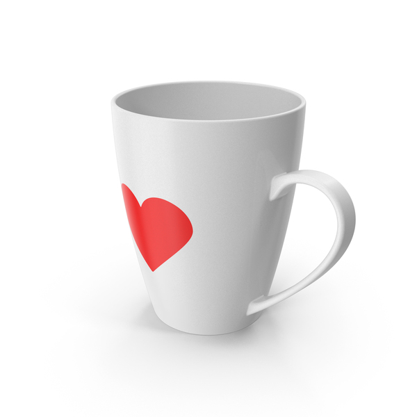 Coffee: White Cup With Red Heart PNG & PSD Images
