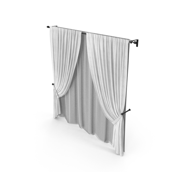 Curtain: White Curtains with Tulle PNG & PSD Images