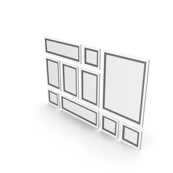 Picture Frame: White Framed Paintings with Black Border PNG & PSD Images