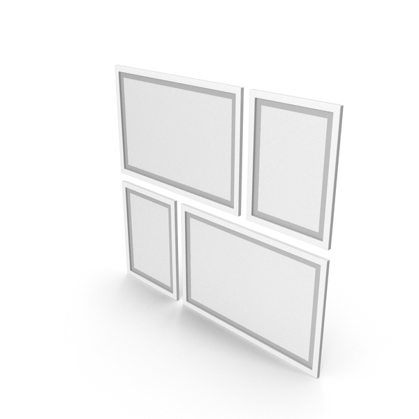 Picture Frame: White Framed Paintings with Grey Border PNG & PSD Images