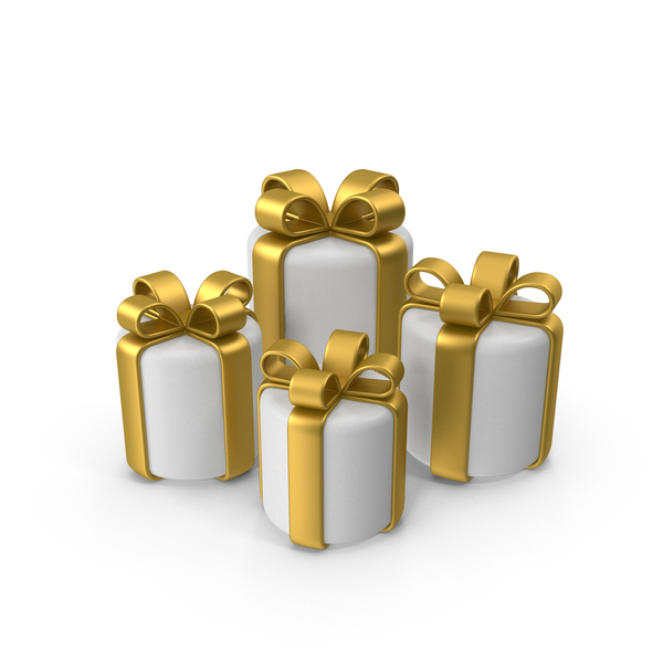 Holiday Accessories: White Gift Boxes PNG & PSD Images