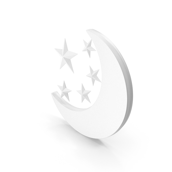 Symbols: White Half Moon With Five Stars Symbol PNG & PSD Images