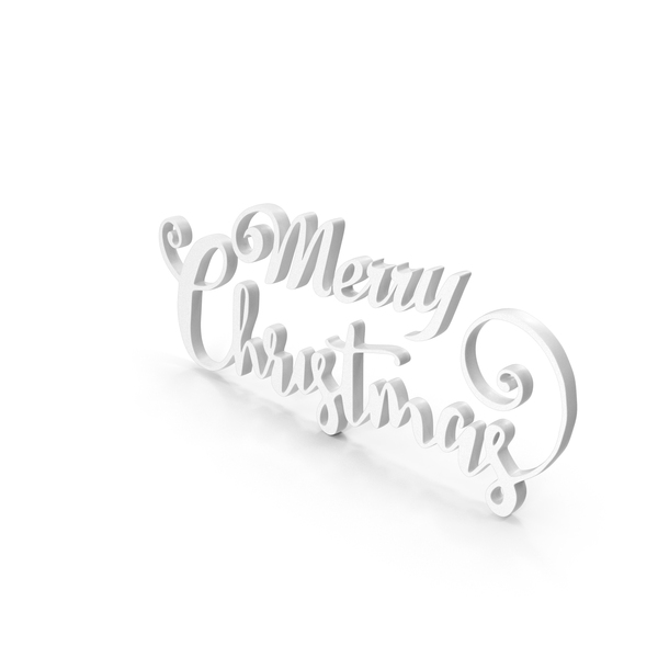 Symbols: White Merry Christmas Banner Text PNG & PSD Images