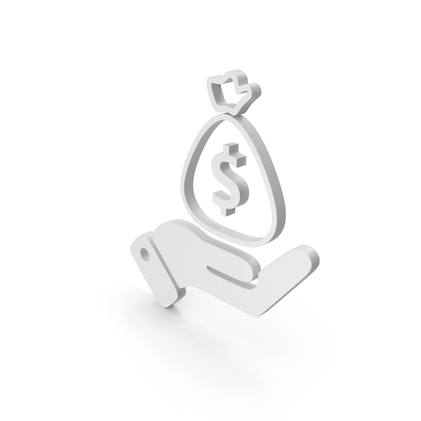 Symbols: White Money Bag In Hand Symbol PNG & PSD Images