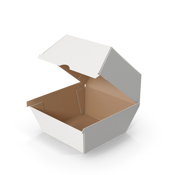 Takeaway Food Container: White Open Burger Box PNG & PSD Images