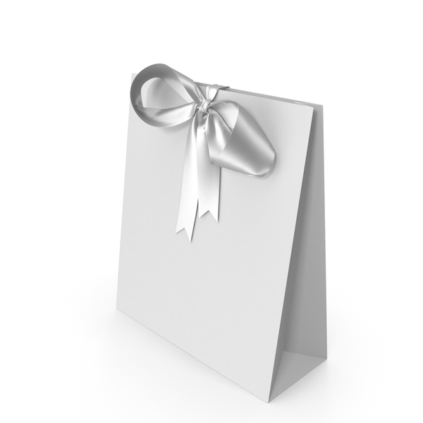 Gift Bag: White Packaging Paper with White Ribbon Bow PNG & PSD Images Gift Bag: White Packaging Paper with White Ribbon Bow PNG & PSD Images